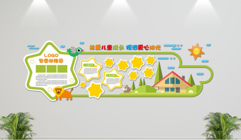 创意卡通立体异形幼儿园培训机构走廊文化墙